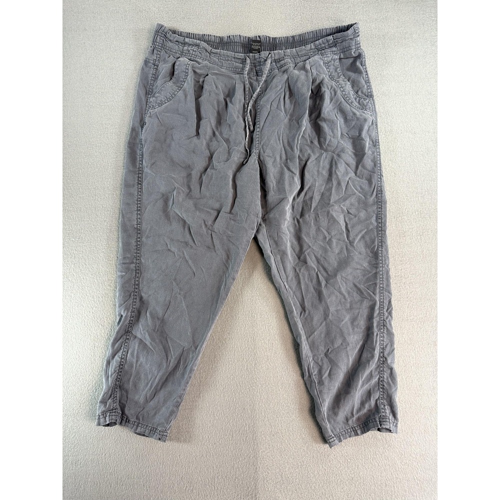 PrAna Pants Womens XL Gray Twill Jogger Elastic Waist Crop Relaxed Travel Casual